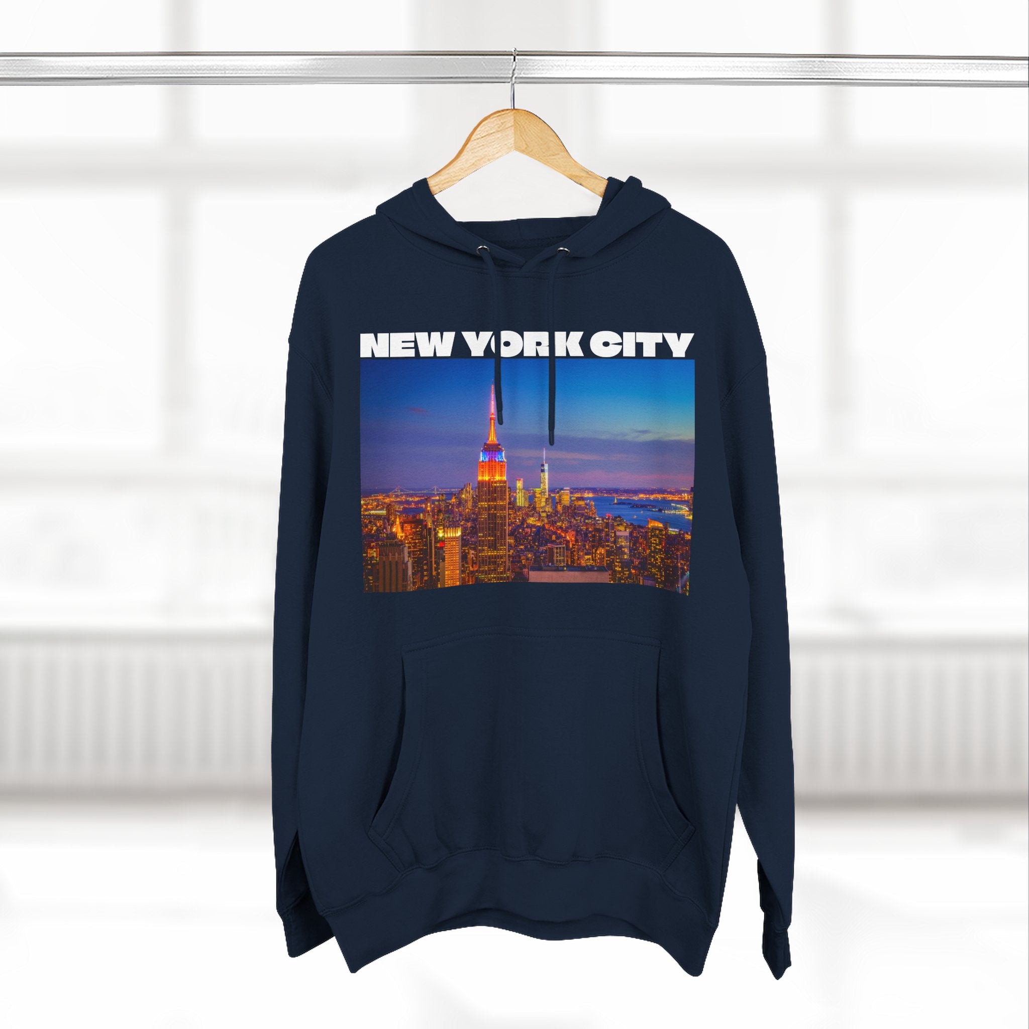 City Skyline Hoodie — Colorful New York Nightscape Fleece Pullover