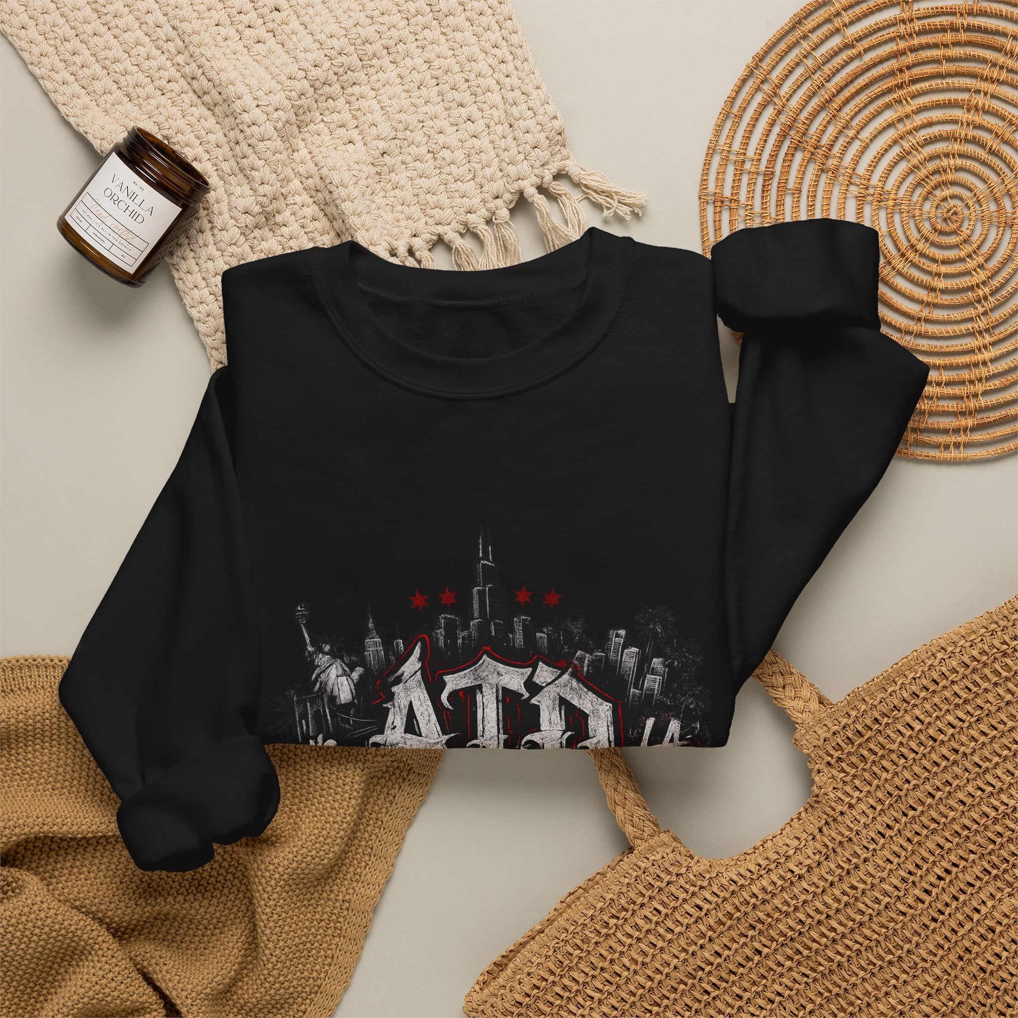 Crewneck Sweatshirt - Acid Street Graffiti Skyline Design