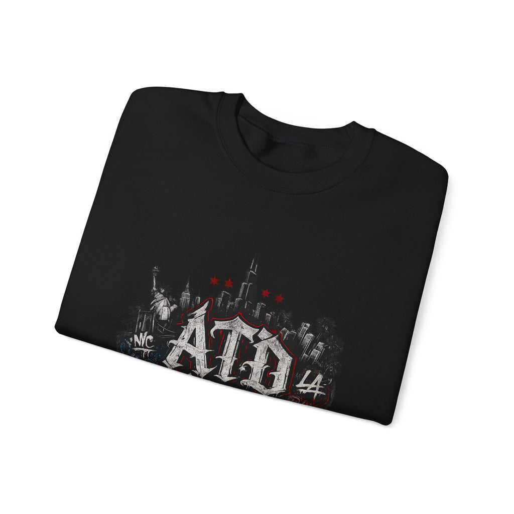 Crewneck Sweatshirt - Acid Street Graffiti Skyline Design