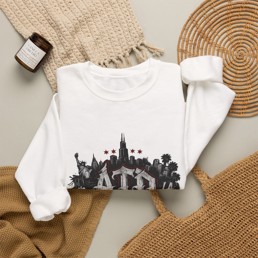 Crewneck Sweatshirt - Acid Street Graffiti Skyline Design