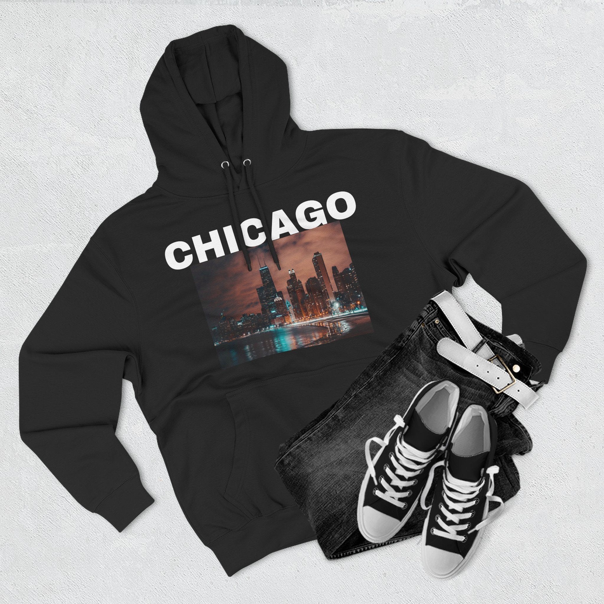 City Skyline Hoodie — Moody Nighttime Urban Photo Print